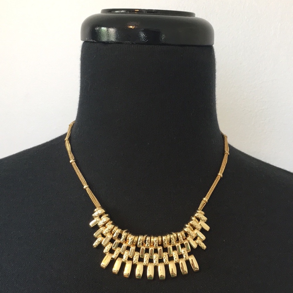 Gold Tone Links Statement Necklace